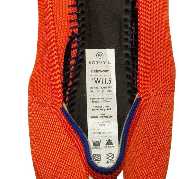 Rothy's Orange Persimmon Marina Heel Stripe Round Toe Flat Size W11.5 NWOB - Picture 8 of 8